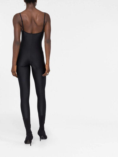 Shop Balenciaga Spaghetti-strap Stretch Bodysuit In Black