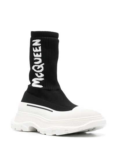 Shop Alexander Mcqueen Logo-print Chunky Sock Sneakers In Black