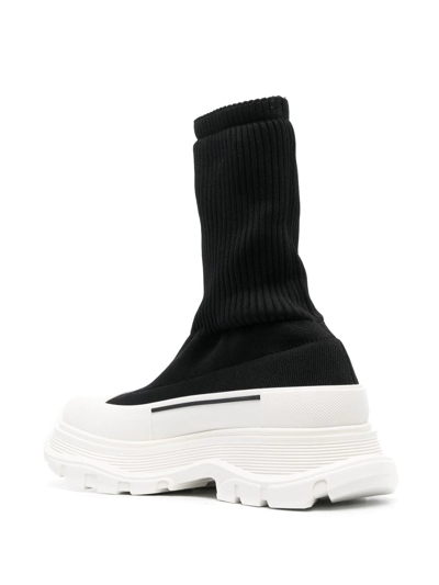 Alexander Mcqueen Tread Slick Graffiti Pull-on Boot Sneakers In Black