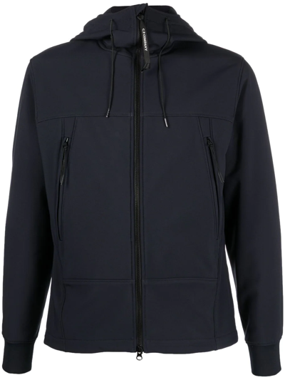 Shop C.p. Company Zipped Hooded Jacket In Blue