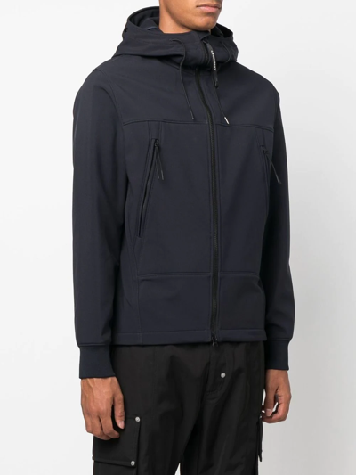 Shop C.p. Company Zipped Hooded Jacket In Blue