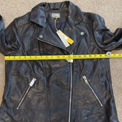 Pre-owned Jaeger Black Soft Leather Biker Jacket Size 14
