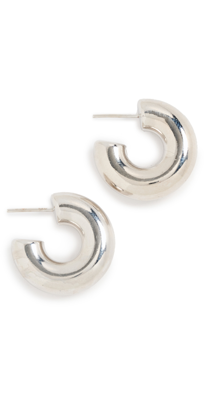 Shop Adinas Jewels Bubble Hoop Earrings In Silver