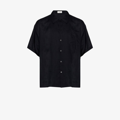 Shop Commas Short Sleeve Linen Shirt - Men's - Linen/flax In Black