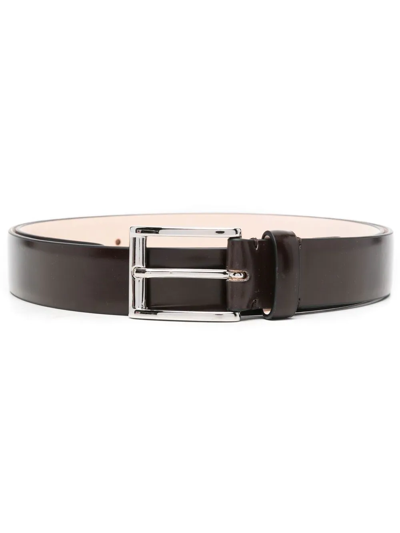 Shop Maison Margiela Square-buckle Leather Belt In Brown