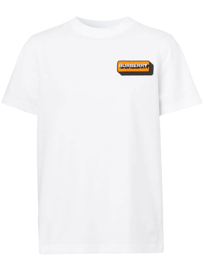 Shop Burberry Logo Appliqué T-shirt In White