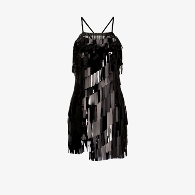 Shop Attico Black Abito Sequin-embellished Mini Dress