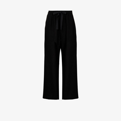 Commas Linen Wide-leg Trousers In Black