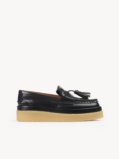 Shop Chloé Jamie Low-heel Loafer Black Size 7 100% Calf-skin Leather