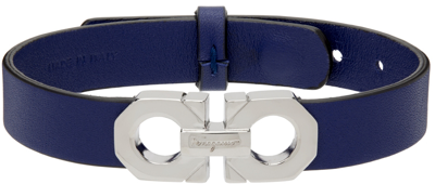 Shop Ferragamo Blue Gancini Bracelet In Golfo Blue/pld