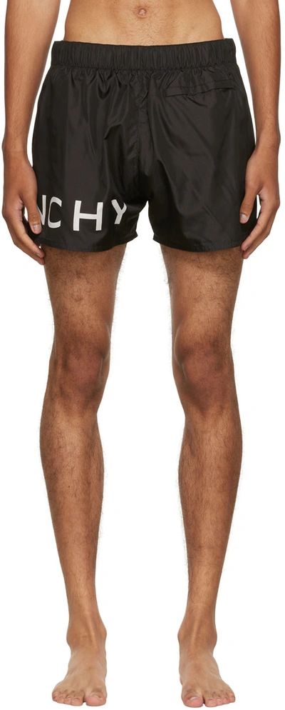 Shop Givenchy Black Branded Swim Shorts In 001 Black