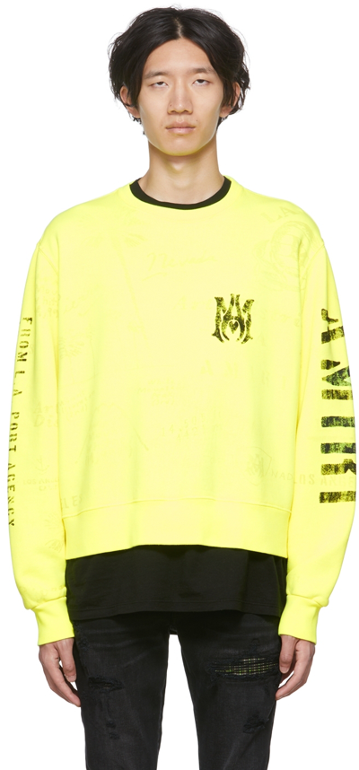 Shop Amiri Yellow Army Stencil Sweatshirt In Lime