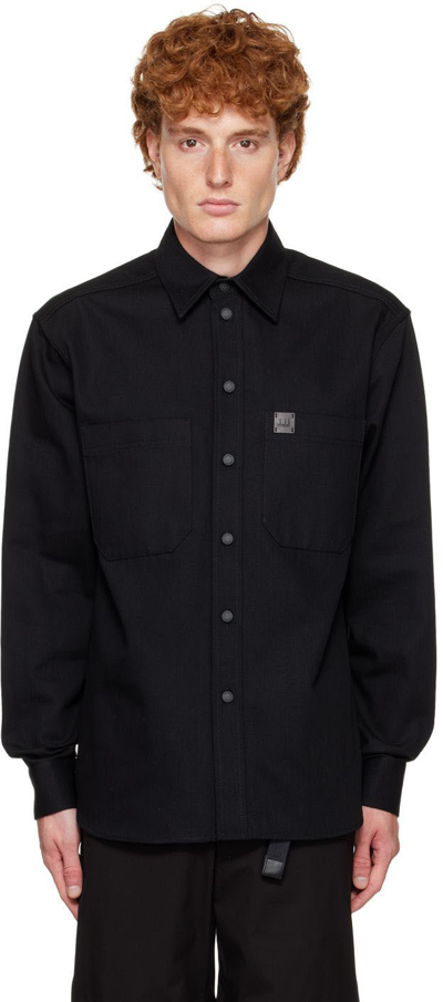Dunhill Logo-appliquéd Denim Overshirt In 1 Black