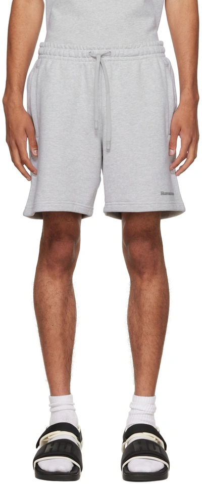 Shop Adidas X Humanrace By Pharrell Williams Gray Humanrace Basics Shorts In Light Grey Heather