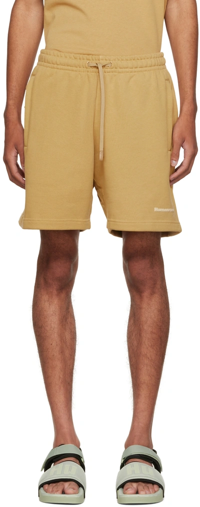 Shop Adidas X Humanrace By Pharrell Williams Tan Humanrace Basics Shorts In Golden Beige