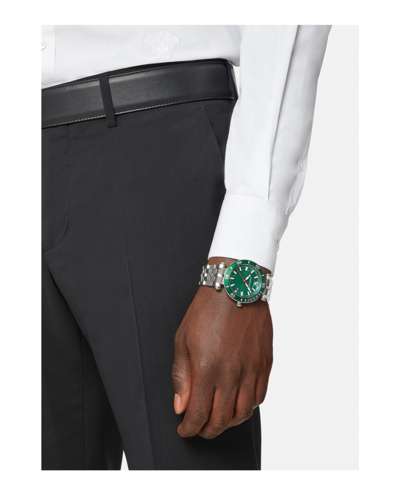 Shop Versace Greca Sport Bracelet Watch In Green