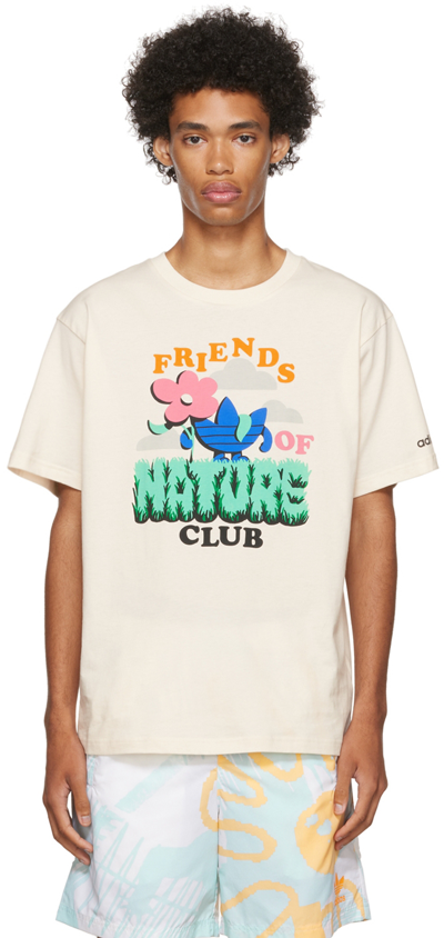 Shop Adidas Originals Off-white 'friends Of Nature Club' T-shirt In Multi