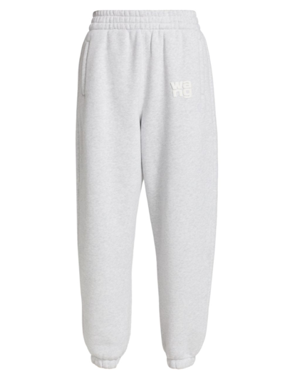 Shop Alexander Wang T Women's Essential Terry Puff-logo Sweatpants In Light Heather Grey
