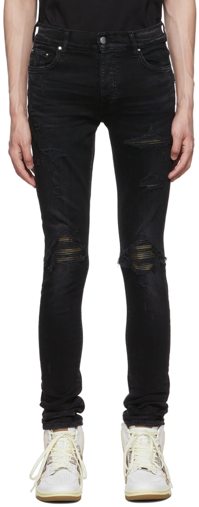 Amiri Mx1 Leather Camo Skinny Jeans In Aged Black | ModeSens