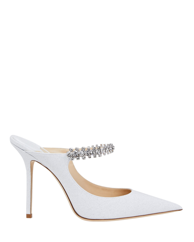 Shop Jimmy Choo Bing Crystal-embellished Mules In White