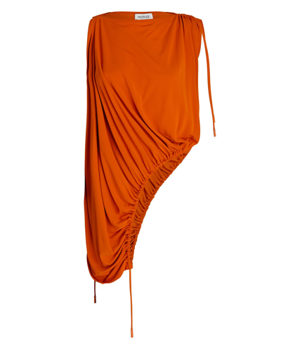 Shop Monse Drawstring Crepe Jersey Top In Orange