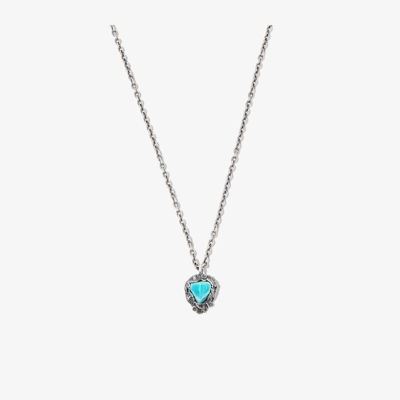 Shop Lyly Erlandsson Sterling Silver Winter Crystal Pendant Necklace In Larimar Blue