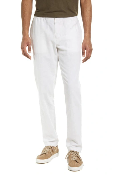 Shop 14th & Union Elastic Waist Linen Blend Trim Fit Pants In Grey Fog- White Eoe
