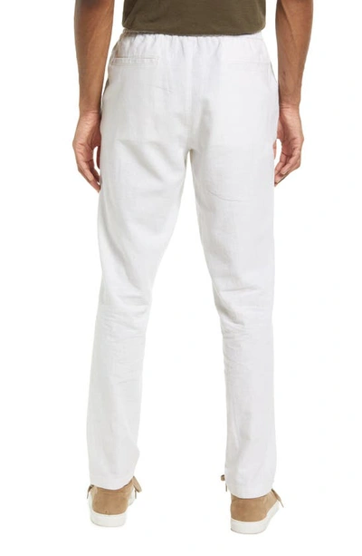 Shop 14th & Union Elastic Waist Linen Blend Trim Fit Pants In Grey Fog- White Eoe
