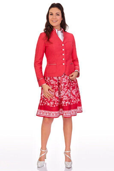 Pre-owned Steinbock Boss Steinbock Trachtenjacke Damen Blazer Janker Leonie Rot Stehkragen Elegant 34-52