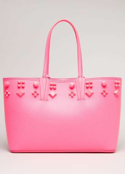 Shop Christian Louboutin Cabata Small Empire Spikes Leather Tote Bag In Poupidou