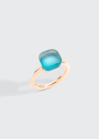 Shop Pomellato Nudo Classic Ring In Sky Blue Topaz, Mother-of-pearl And Turquoise