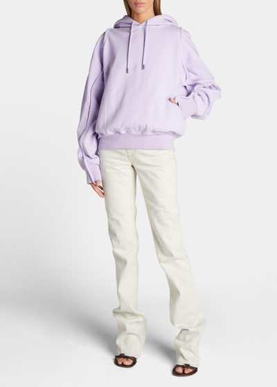Shop Jacquemus Camargue Logo Embroidered Hoodie In Lilac