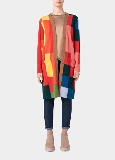 Shop Akris Cashmere-blend Abstract Intarsia Cardigan In Multicolor