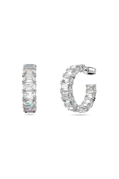 Shop Swarovski 'millenia' Hoop Earrings In Silver