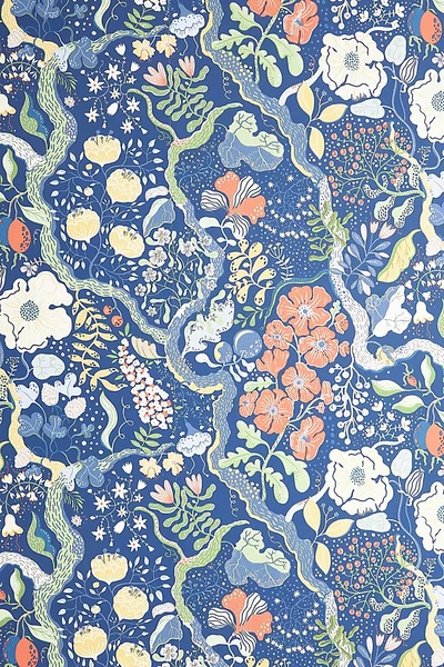 Shop A-street Prints Ann Floral Vines Wallpaper In Blue