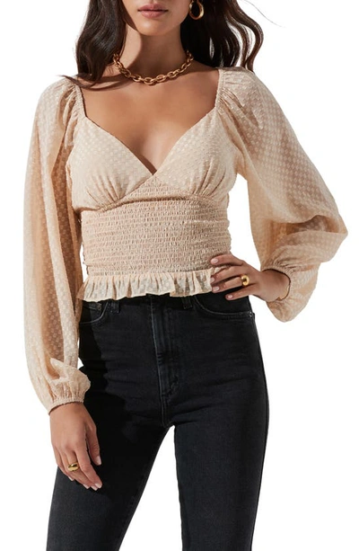 Astr Sequin Check Blouse In Cream