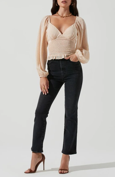 Astr Sequin Check Blouse In Cream