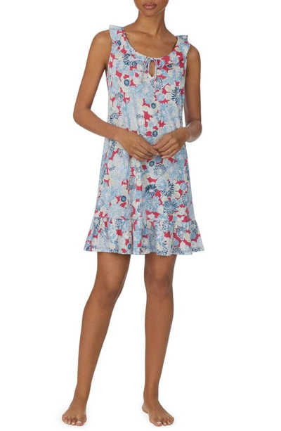 Shop Lauren Ralph Lauren Floral Ruffle Neck Nightgown In Multifloral