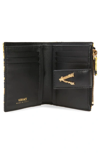 Shop Versace Barocco Virtus Leather Continental Wallet In Black Multicolor- Gold