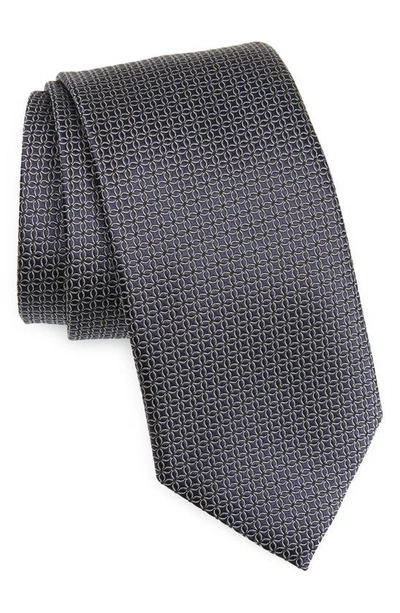 Shop Zegna Ties Cento Fili Dark Blue Silk Jacquard Tie In Navy