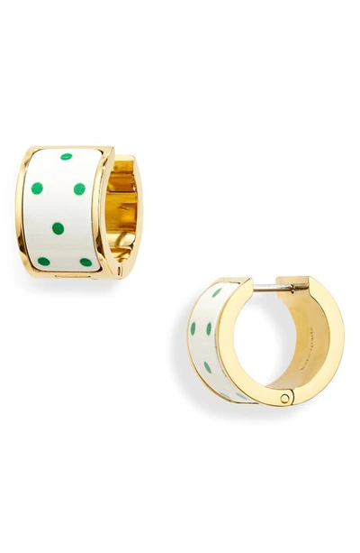 Shop Kate Spade Huggie Earrings In Green Dot