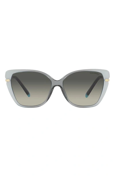 Shop Tiffany & Co 57mm Cat Eye Sunglasses In Green Milky Grey/ Light Grey