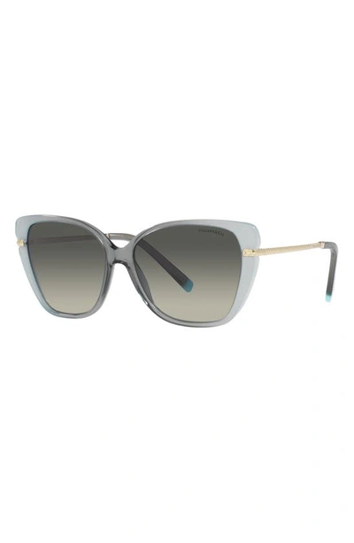 Shop Tiffany & Co 57mm Cat Eye Sunglasses In Green Milky Grey/ Light Grey