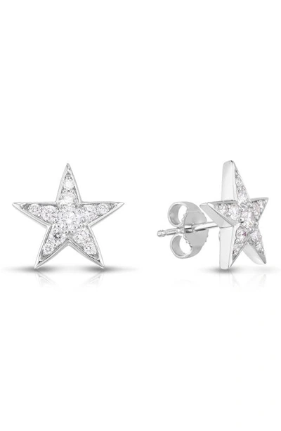 Shop Roberto Coin Diamond Star Stud Earrings In White Gold