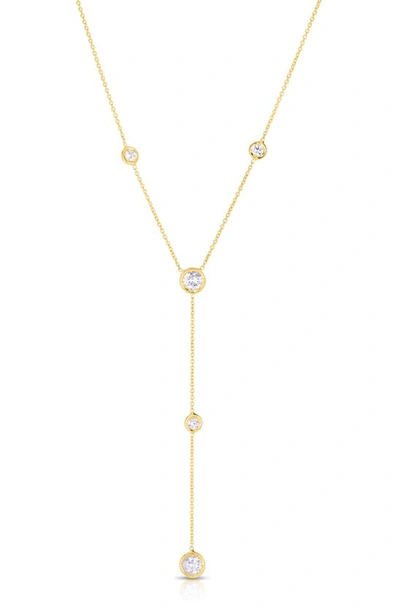 Shop Roberto Coin Diamond Station Y-necklace In Yellow Gold