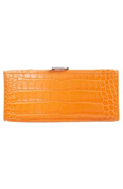 Shop Balenciaga Small Hourglass Croc Embossed Leather Top Handle Bag In Pop Orange