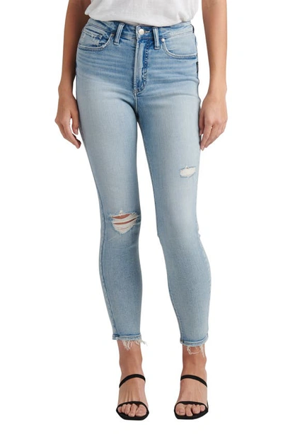 Shop Silver Jeans Co. High Note Ripped High Waist Skinny Jeans In Indigo