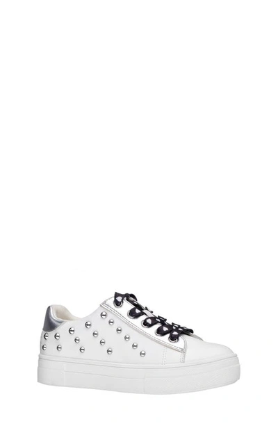 Shop Nina Vallerie Studded Sneaker In White Smooth