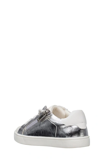 Shop Nina Fallon Sneaker In Silver Crinkle/ Nubuck