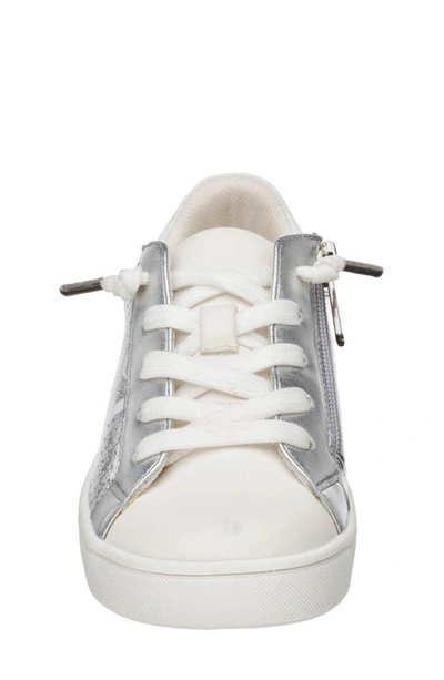 Shop Nina Fallon Sneaker In Silver Crinkle/ Nubuck